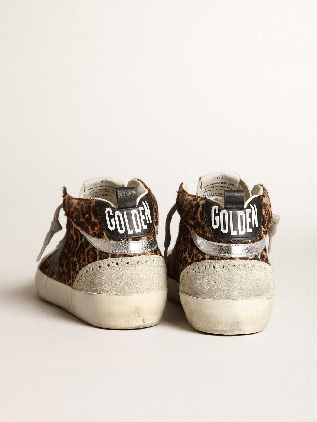 Mid Star cuir façon poulain léopard, étoile noire - Golden Goose