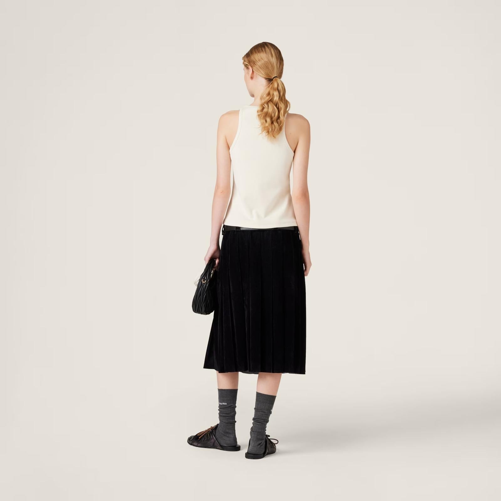 Top en jersey côtelé brodé – Miu Miu