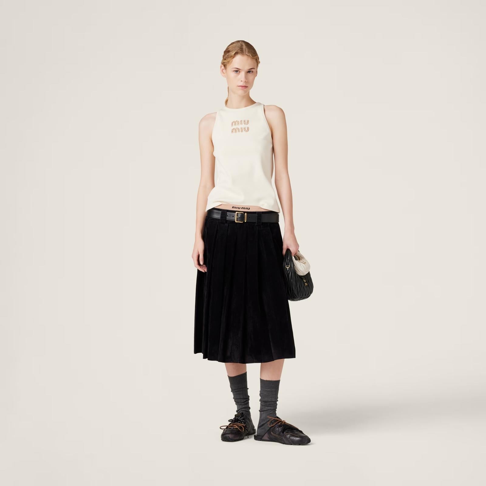 Top en jersey côtelé brodé – Miu Miu