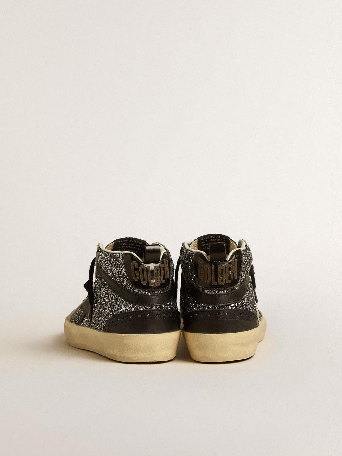 Mid Star LTD paillettes noires, cuir noir et daim gris froid - Golden Goose